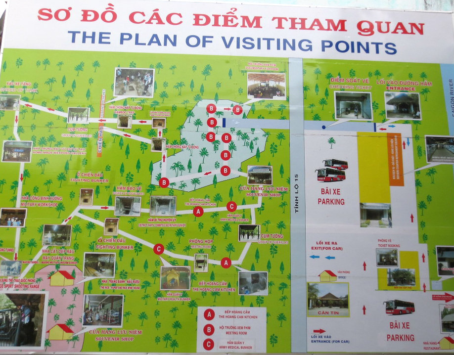 Karta över Cu Chi tunnlarna i södra Vietnam