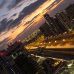 Skymning i Dubai downtown